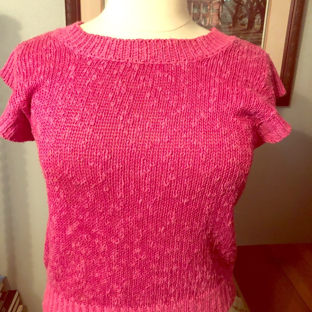 Pink sweater cap sleeves